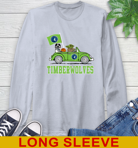 NBA Basketball Minnesota Timberwolves Darth Vader Baby Yoda Driving Star Wars Shirt Long Sleeve T-Shirt 6