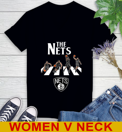 NBA Basketball Brooklyn Nets The Beatles Rock Band Shirt Women's V-Neck T-Shirt