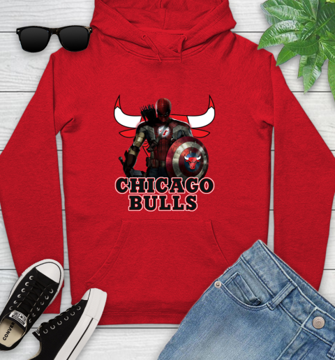 Chicago Bulls NBA Basketball Captain America Thor Spider Man Hawkeye Avengers Youth Hoodie 11