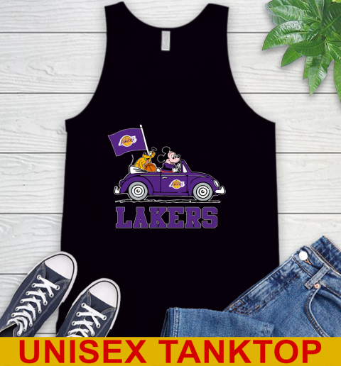 NBA Basketball Los Angeles Lakers Pluto Mickey Driving Disney Shirt Tank Top 2