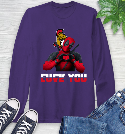 NHL Ottawa Senators Deadpool Love You Fuck You Hockey Sports Long Sleeve T-Shirt 5