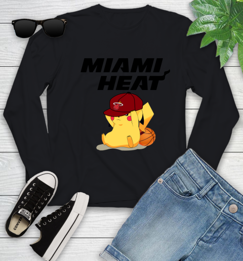 NBA Pikachu Basketball Sports Miami Heat Youth Long Sleeve 2