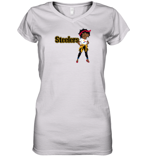 Betty Boop Pittsburgh Steelers Women's V-Neck T-Shirt