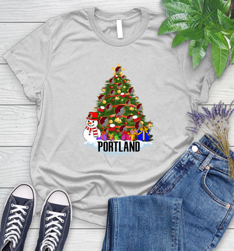Portland Trail Blazers Merry Christmas NBA Basketball Sports Women's T-Shirt