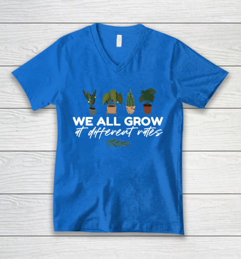 We All Grow At Different Rates, Special Education Teacher Autism Awareness V-Neck T-Shirt 5