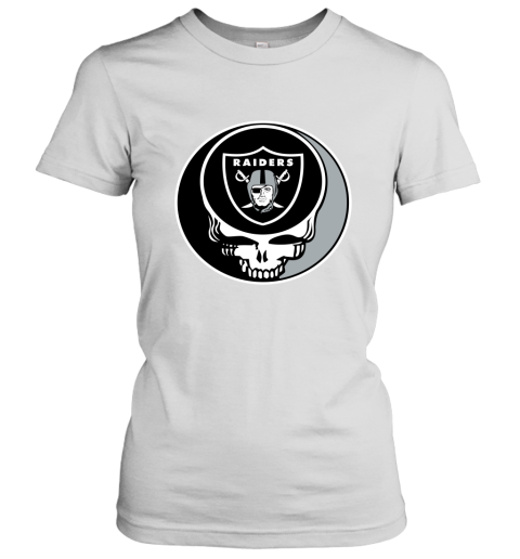 NFL Oakland Raiders Grateful Dead Rock Band Football Sports LnRwOrPqvGE ladies t shirt 20 95 151514 front white