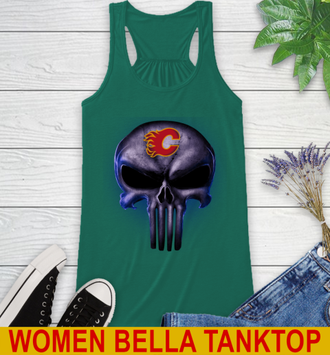 Calgary Flames NHL Hockey Punisher Skull Sports Racerback Tank 5