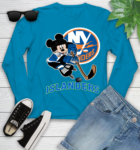 NHL New York Islanders Mickey Mouse Disney Hockey T Shirt Youth Long Sleeve 7