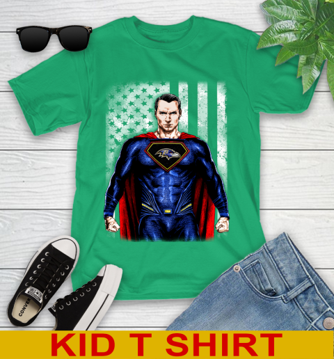 NFL Football Baltimore Ravens Superman DC Shirt Youth T Shirt Tee For Sports