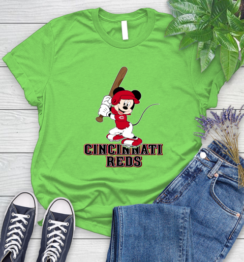 MLB Baseball Cincinnati Reds Cheerful Mickey Mouse Shirt Women's T-Shirt 10