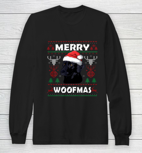 Merry Woofmas Black Lab Christmas Dog Lover Xmas Gift Long Sleeve T-Shirt