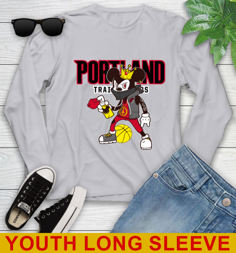 Portland Trail Blazers NBA Basketball Mickey Peace Sign Sports Youth Long Sleeve 6