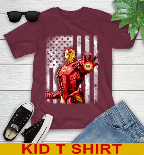 Cincinnati Bengals NFL Football Iron Man Avengers American Flag Shirt Youth T Shirt Tee For Sports