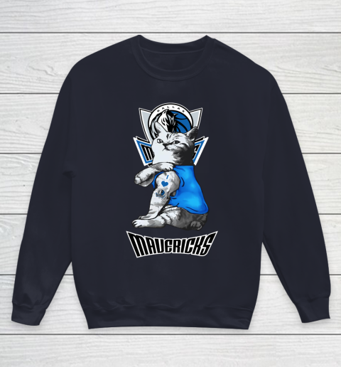 NBA Basketball My Cat Loves Dallas Mavericks Youth Sweatshirt 2