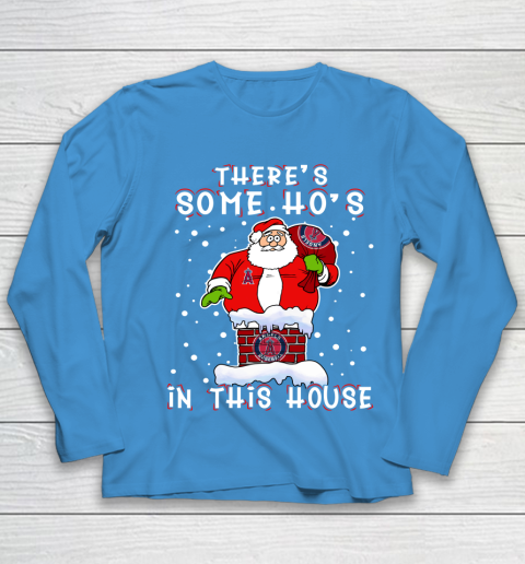 Los Angeles Angels Christmas There Is Some Hos In This House Santa Stuck In The Chimney MLB Youth Long Sleeve 5