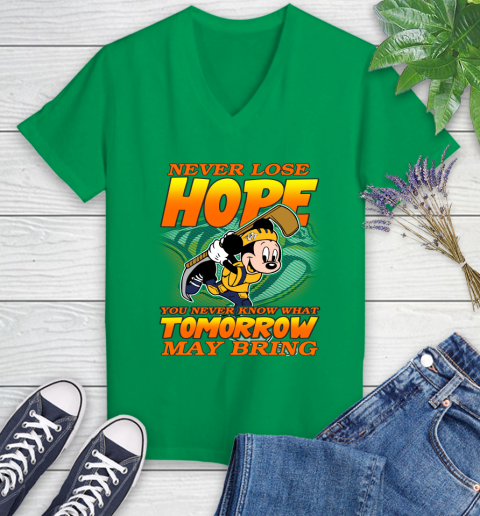 Nashville Predators NHL Hockey ootball Mickey Disney Never Lose Hope Women's V-Neck T-Shirt 5