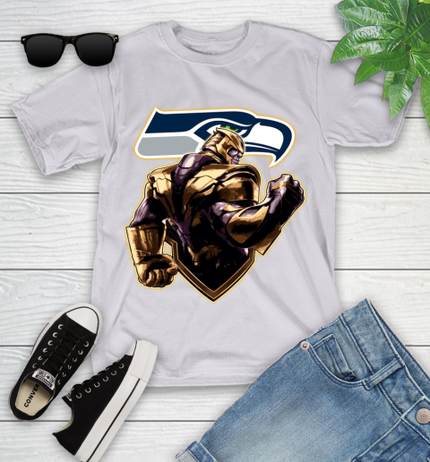 NFL Thanos Avengers Endgame Football Sports Seattle Seahawks Youth T-Shirt 4