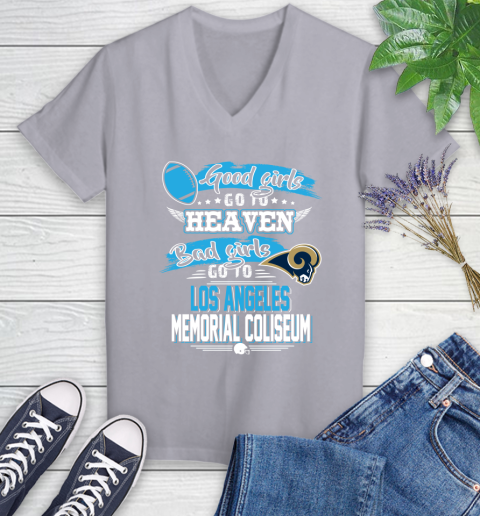 Los Angeles Rams NFL Bad Girls Go To Los Angeles Memorial Coliseum Shirt Women's V-Neck T-Shirt 4