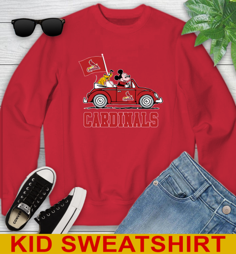 MLB Baseball St.Louis Cardinals Pluto Mickey Driving Disney Shirt Youth Sweatshirt 8