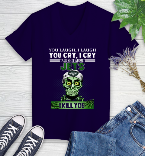 NFL Talk Shit About New York Jets I Kill You Achmed The Dead Terrorist Jeffrey Dunham Football Women's V-Neck T-Shirt 3