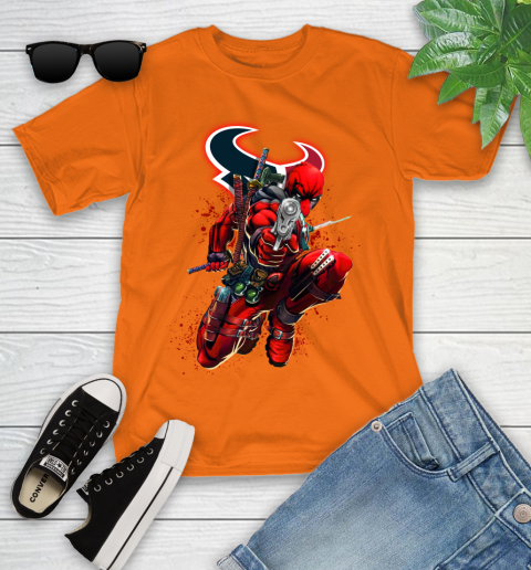 NFL Deadpool Marvel Comics Sports Football Houston Texans Youth T-Shirt 7
