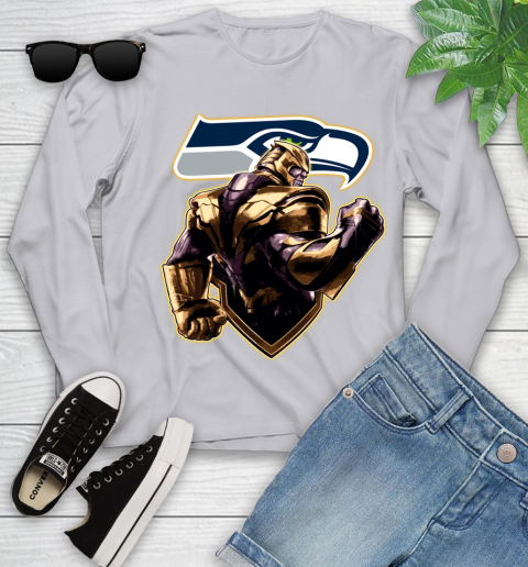 NFL Thanos Avengers Endgame Football Sports Seattle Seahawks Youth Long Sleeve 5