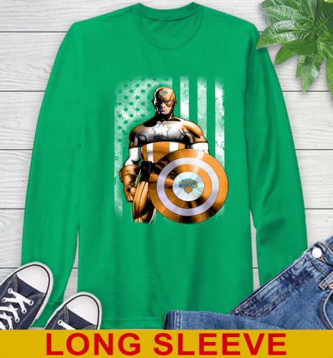 New York Knicks NBA Basketball Captain America Marvel Avengers American Flag Shirt Long Sleeve T-Shirt 8