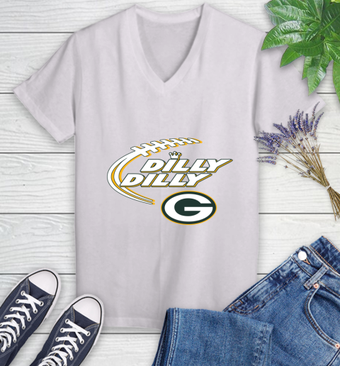 NFL Green Bay Packers Dilly Dilly Football Sports Women's V-Neck T-Shirt