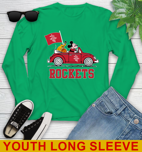 NBA Basketball Houston Rockets Pluto Mickey Driving Disney Shirt Youth Long Sleeve 7