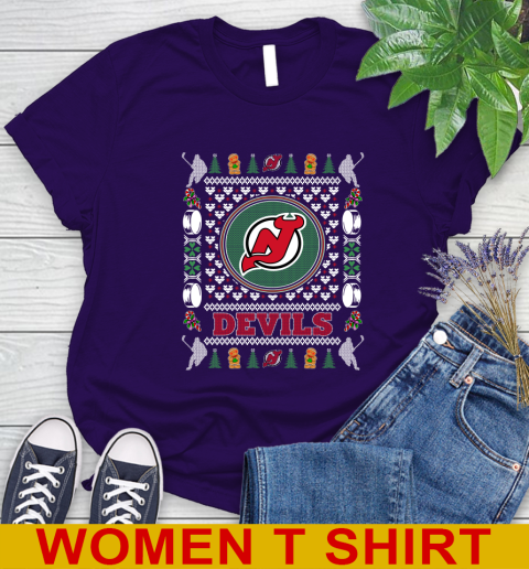 New Jersey Devils Merry Christmas NHL Hockey Loyal Fan Women's T-Shirt 4