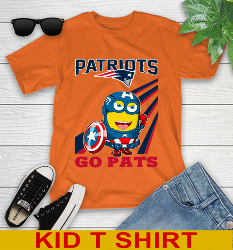 NFL Football New England Patriots Captain America Marvel Avengers Minion Shirt Youth T-Shirt 8