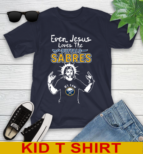 Buffalo Sabres NHL Hockey Even Jesus Loves The Sabres Shirt Youth T-Shirt 2