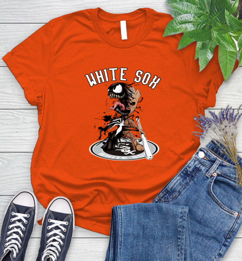MLB Chicago White Sox Baseball Venom Groot Guardians Of The Galaxy Women's T-Shirt 4
