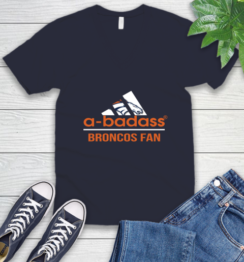 Denver Broncos NFL Football A Badass Adidas Adoring Fan Sports V-Neck T-Shirt 2