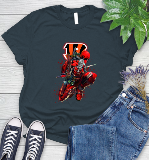 NFL Deadpool Marvel Comics Sports Football Cincinnati Bengals Women's T-Shirt 8