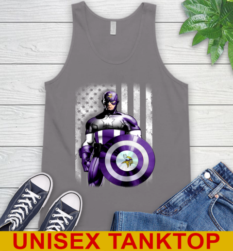 Minnesota Vikings NFL Football Captain America Marvel Avengers American Flag Shirt Tank Top 6