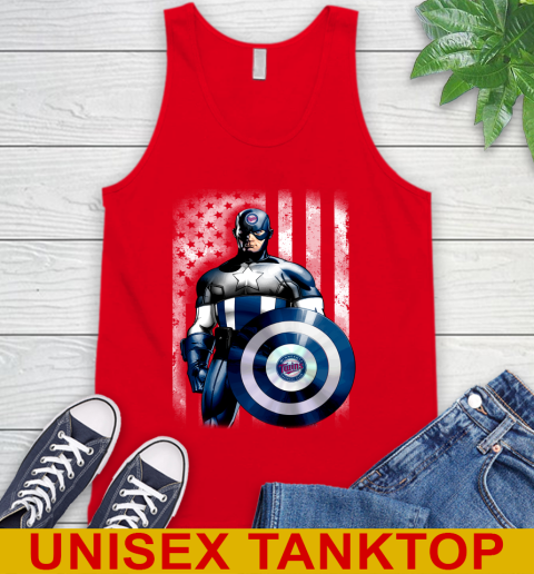 Minnesota Twins MLB Baseball Captain America Marvel Avengers American Flag Shirt Tank Top 5