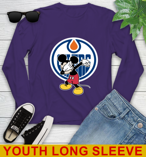 Edmonton Oilers NHL Hockey Dabbing Mickey Disney Sports Youth Long Sleeve 5