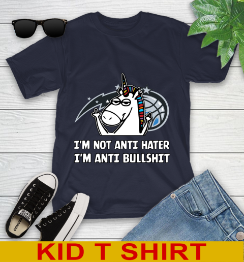 Orlando Magic NBA Basketball Unicorn I'm Not Anti Hater I'm Anti Bullshit Youth T-Shirt 3