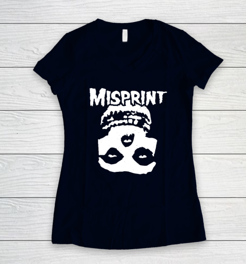 Misprint Skull Funny Misfit Women's V-Neck T-Shirt - Image 3