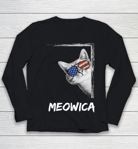 4th of July Meowica shirts Youth Long Sleeve