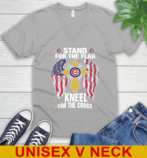 MLB Baseball Chicago Cubs Stand For Flag Kneel For The Cross Shirt V-Neck T-Shirt 3