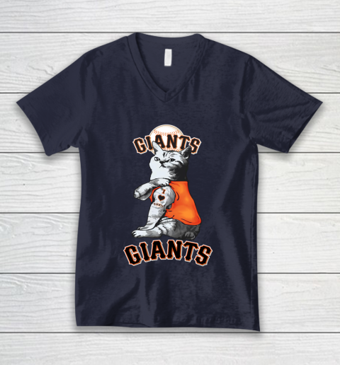 MLB Baseball My Cat Loves San Francisco Giants V-Neck T-Shirt 2