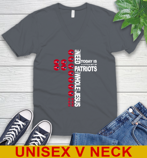 NFL All I Need Today Is A Little Bit Of New England Patriots Cross Shirt V-Neck T-Shirt 4