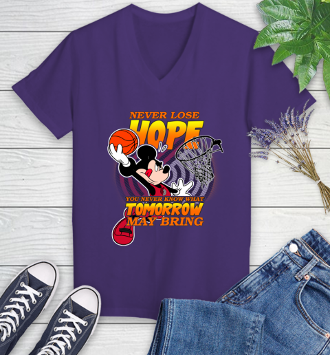 Portland Trail Blazers NBA Basketball Mickey Disney Never Lose Hope Women's V-Neck T-Shirt 4 Portland Trail Blazers NBA Basketball Mickey Disney Never Lose Hope Women's V-Neck T-Shirt - Image 4