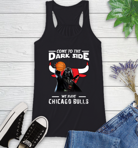 NBA Come To The Dark Side We Have Chicago Bulls Star Wars Darth Vader Basketball Racerback Tank