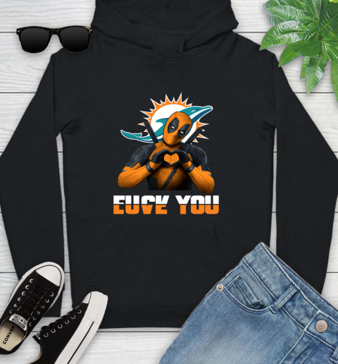 NHL Miami Dolphins Deadpool Love You Fuck You Football Sports Youth Hoodie