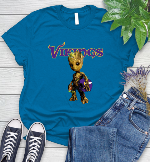 Minnesota Vikings NFL Football Groot Marvel Guardians Of The Galaxy Women's T-Shirt 7
