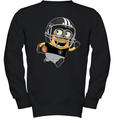 NFL Oakland Raiders Minions Disney Football Sports pNPDNs98I58 youth sweatshirt 47 95 151514 front black
