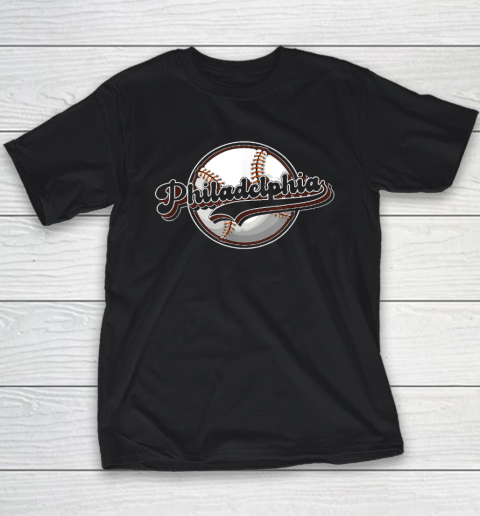 Philly Cityscape Baseball Philadelphia Skyline Retro Vintage Youth T-Shirt